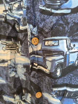 Camisa Vintage Estampado Coches Azul