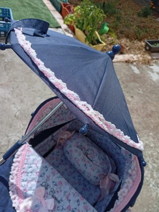 Cochecito juguete de bebé clásico azul