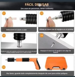 Pistola Remachadora Clavos (200 uds.) Maletín
