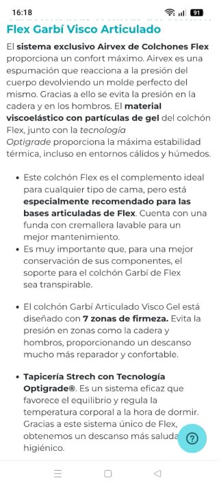 Colchón Flex Garbi Visco 90x190