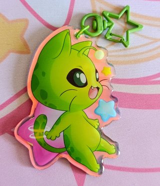 Llavero Gatito Alien Holográfico