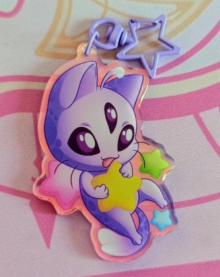 Llavero Gatito Alien Holográfico
