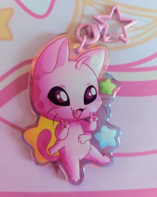 Llavero Gatito Alien Holográfico