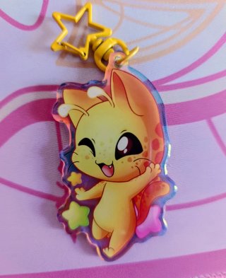 Llavero Gatito Alien Holográfico