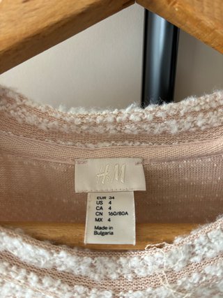 Jersey Topshop 3/4 Manga Beige/Rosa Talla M