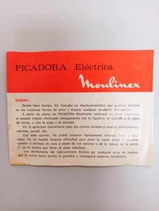 Picadora MOULINEX. Moulinette 2 voltajes.