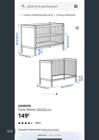 Cuna IKEA Sundvik Madera