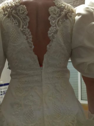 Vestido de Novia Blanco Encaje Perlas