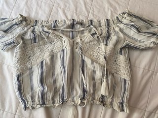 Blusa Rayas Encaje Tira