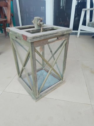 Farolillo portavelas Grande Madera y Cristal
