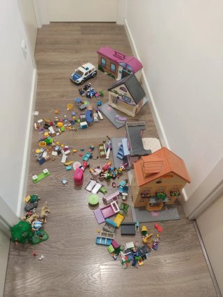 Lote Playmobil: 4 casas y coche policía