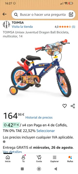 Bicicleta Infantil 14 Dragon Ball Super