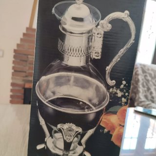 Cafetera de cristal vintage plata nueva