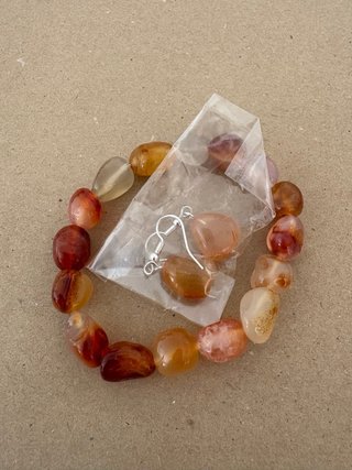 Conjunto Pulsera y Pendientes de Cornalina Nuevos