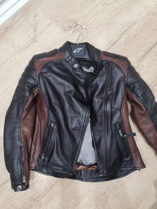 Chaqueta Moto Piel Negra y Marrón