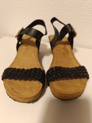 Sandalias cuña negras mujer. Sin Estrenar.