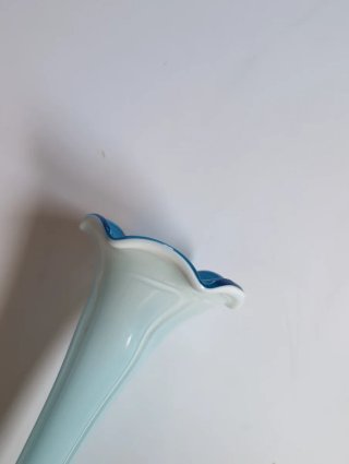 Jarrón cristal Burano azul y blanco