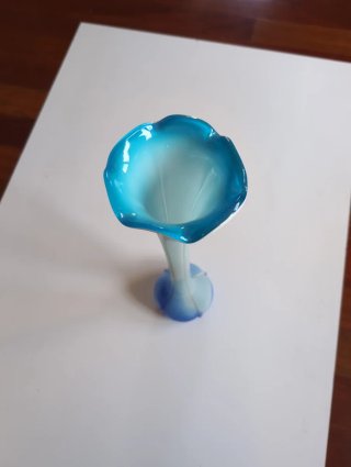 Jarrón cristal Burano azul y blanco