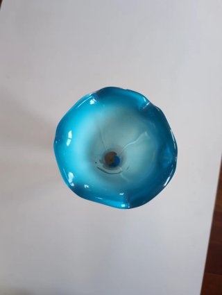 Jarrón cristal Burano azul y blanco