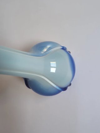 Jarrón cristal Burano azul y blanco