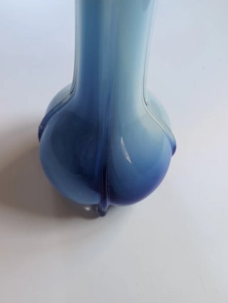 Jarrón cristal Burano azul y blanco