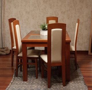 Mesa comedor y 6 sillas madera maciza