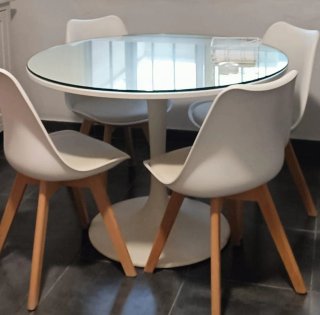 Mesa Ikea DOCKSTA + Tapa Cristal