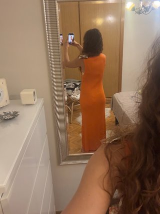 Vestido largo ZARA naranja talla única