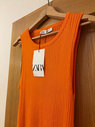 Vestido largo ZARA naranja talla única