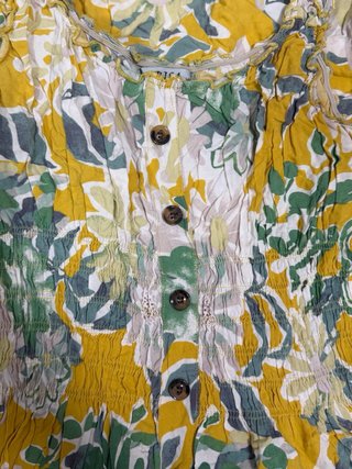 Vestido largo floral amarill verde M/L estilo boho