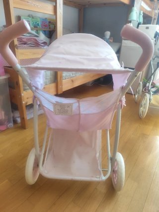 Carrito de muñecas gemelar rosa