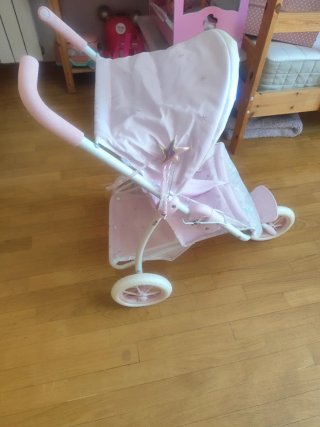 Carrito de muñecas gemelar rosa