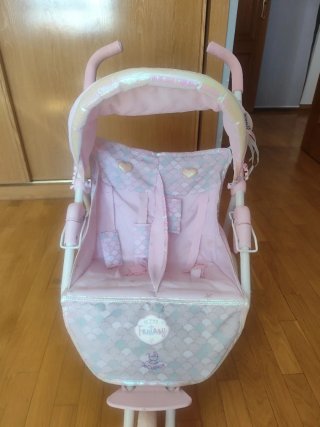 Carrito de muñecas gemelar rosa