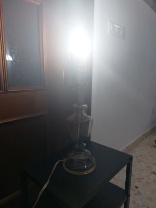 Lámpara de mesa vintage cristal y metal