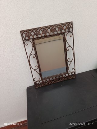Specchio Bronzo Ferro Battuto Decorato