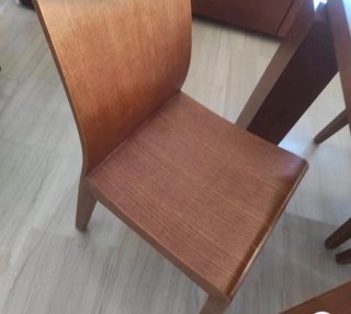 Mesa comedor madera y vidrio con 6 sillas