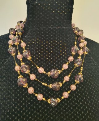 COLLAR VINTAGE CRISTAL MORADO,LILA.BISUTERIA