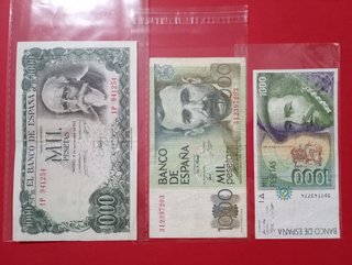 3 Billetes 1000 Pesetas España Antiguos