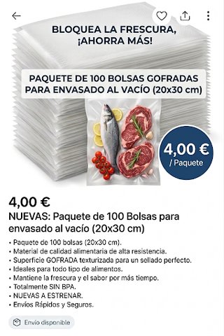 3 Paquetes 100 Bolsas Gofradas Vacío 20x30cm