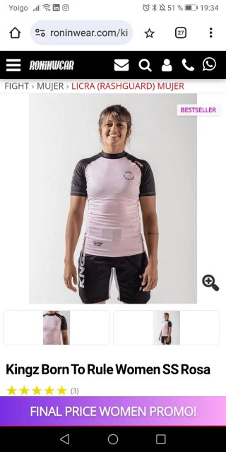 Rashguard Kingz Jitsu No Gi Mujer Talla S