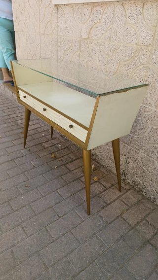 Mesa Consola Vintage Cristal y Madera