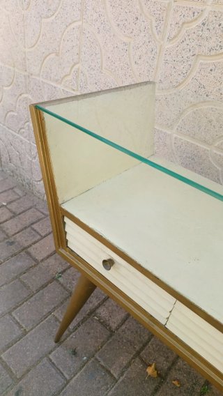 Mesa Consola Vintage Cristal y Madera