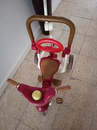 Bici triciclo plegable con barra de empuje
