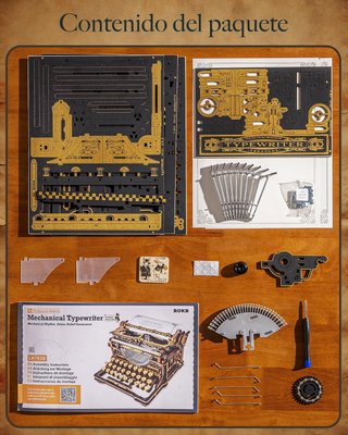 Puzzle 3D Máquina Escribir ROKR Madera NUEVO
