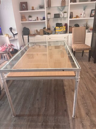 Mesa comedor hierro forjado y cristal