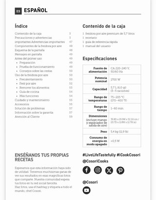 Cosori Freidora de Aire 5.7L Airfryer