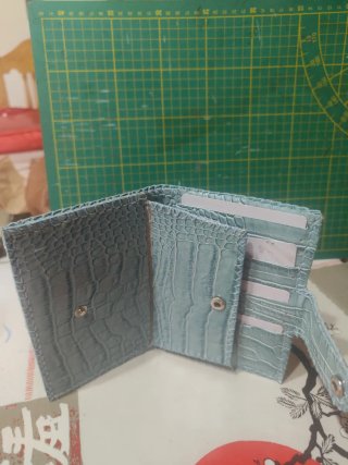 Monedero Piel Hecho a Mano Azul