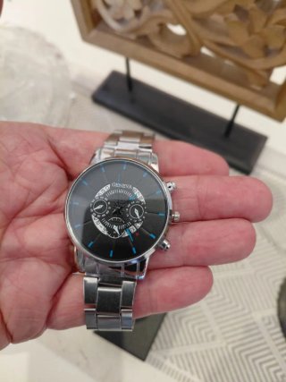 Reloj Geneva Hombre Pulsera Azul y Plata