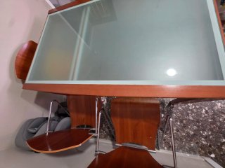 Mesa extensible madera y cristal