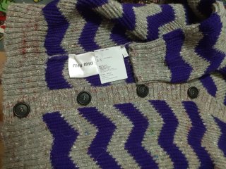 Miu Miu cárdigan zigzag morado y gris